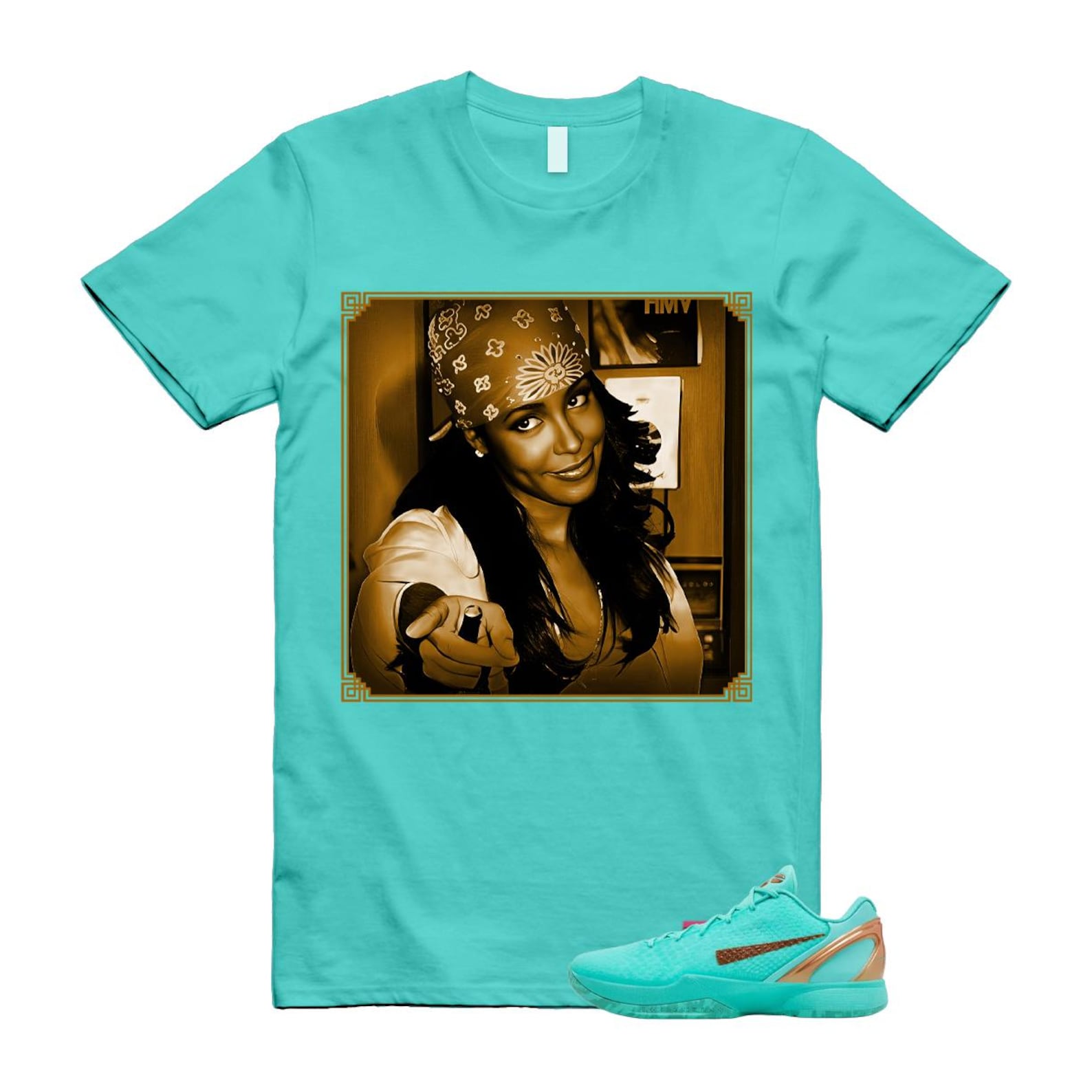 6 Statue of Liberty Copper Hyper Turquoise Protro Mint Blue T Shirt Match LIYAH 2XL