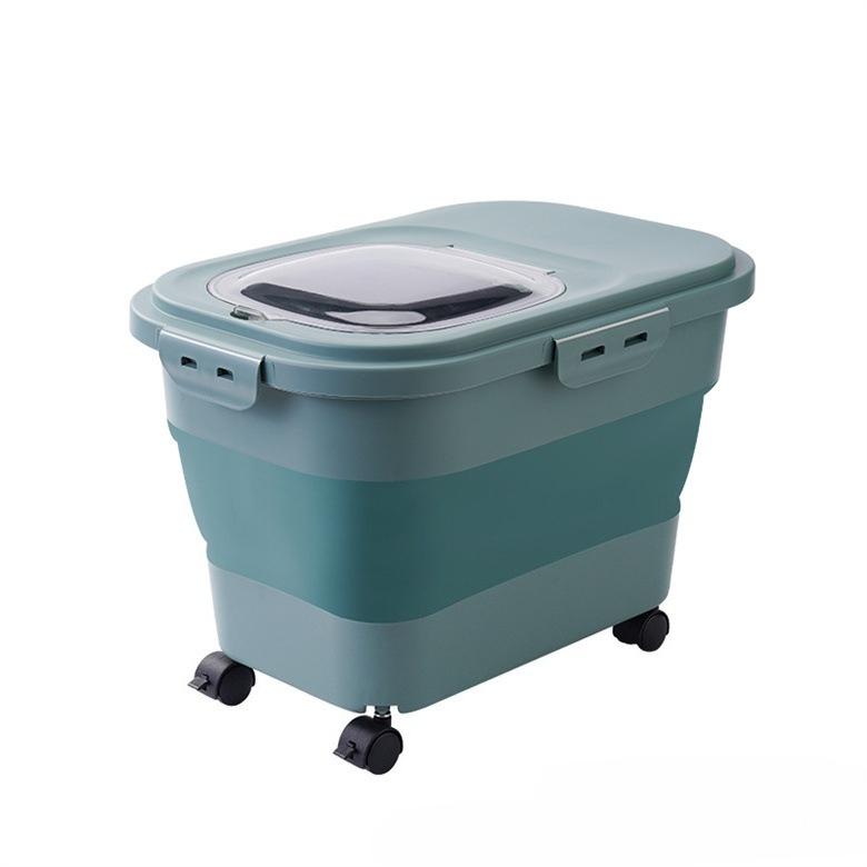 Collapsible with Wheels Cat Dog Food Storage Container Dry Pet Food Box with Lids Airtight Sealing Kitchen Grain Storage Boxes