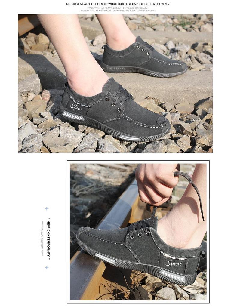 Męskie buty na co dzień: Płócienne trampki z miękką podeszwą, Oddychające wsuwki z niską cholewką