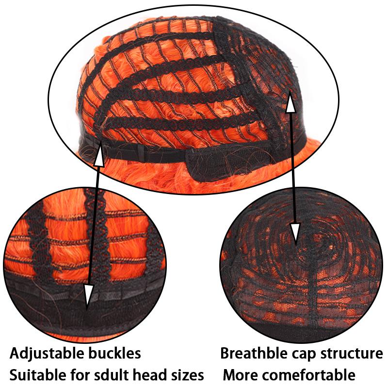 Orange Curly Short Wig Soft Synthetic Hair European Style Loose Curls Orange Women's Hair