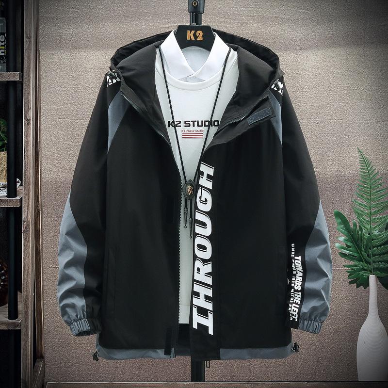 

Американская ретро-куртка с цветными вставками для занятий спортом на открытом воздухе, мужская, весенне-осенняя, свободного кроя, корейская, мужской тонкий тренч 4XL чёрный