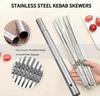 40 UNIDADES de Acero Inoxidable 304, 34.3 cm de Largo, Brochetas Planas para Barbacoa, Brochetas para Kebabs BBQ con Tubo de Almacenamiento Metálico, Reutilizables para Asar