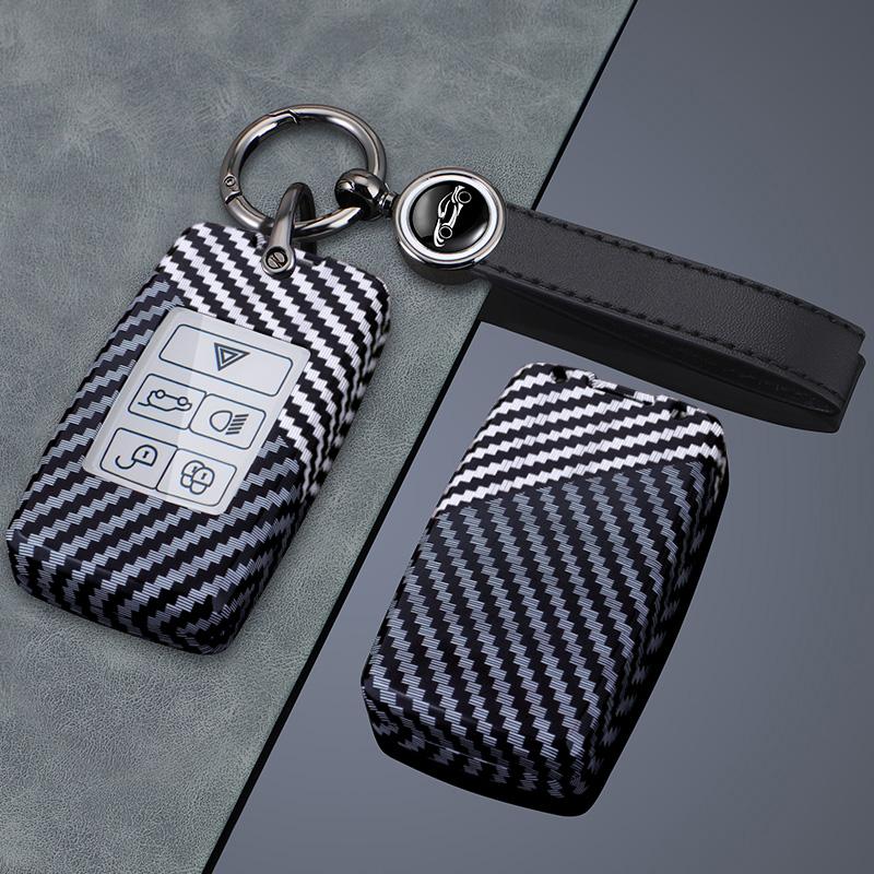 Carbon Fiber Car Key Case Cover Protect Shell Bag for LandRover Range Rover Sport Evoque Freelander Velar Discovery Jaguar XE XF
