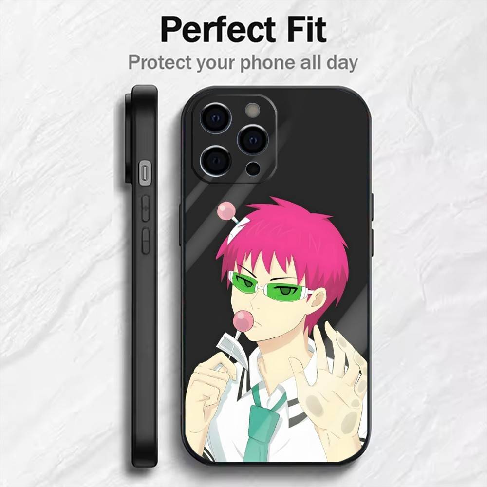 K-Kusuo S-Saiki From Anime The Disastrous Phone Case For iPhone17,16,15,14,13,12 Plus,Max Soft Silicone Black Cover