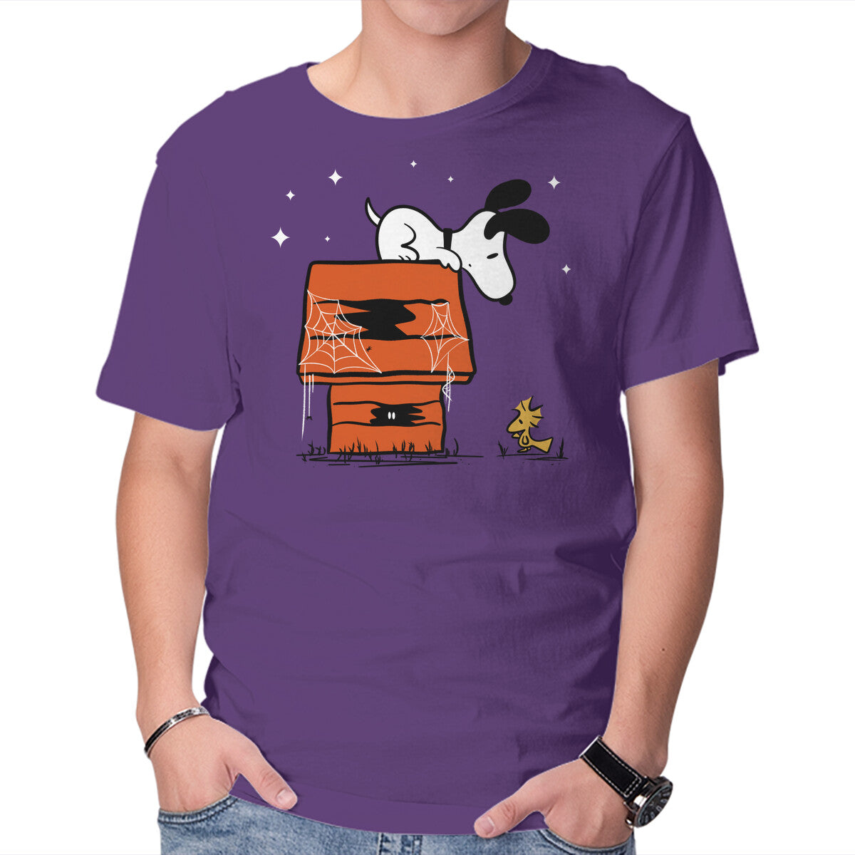 Unisex Crew Neck T-Shirt Haunted Doghouse Graphic Short Sleeve Casual Tee M