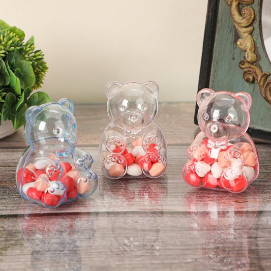 Bear-Shaped Candy Box Large Capacity Clear Plastic Storage Container Reusable Decorative Candy Storage Jar