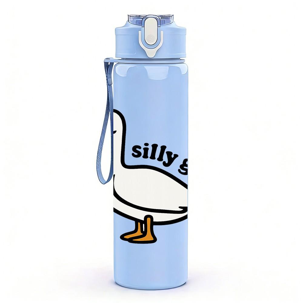 1PC Silly Goose Duck Cartoon 750ml Color Plastic Sports Water Bottle Leakproof Flip Straw Lid Suitable for Sports Office Home Use