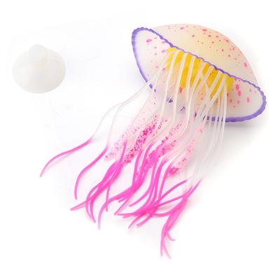 Silicone Aquarium Jellyfish Decoration Fluorescent Effect Glowing Artificial Jellyfish Soft Texture Suction Cup
