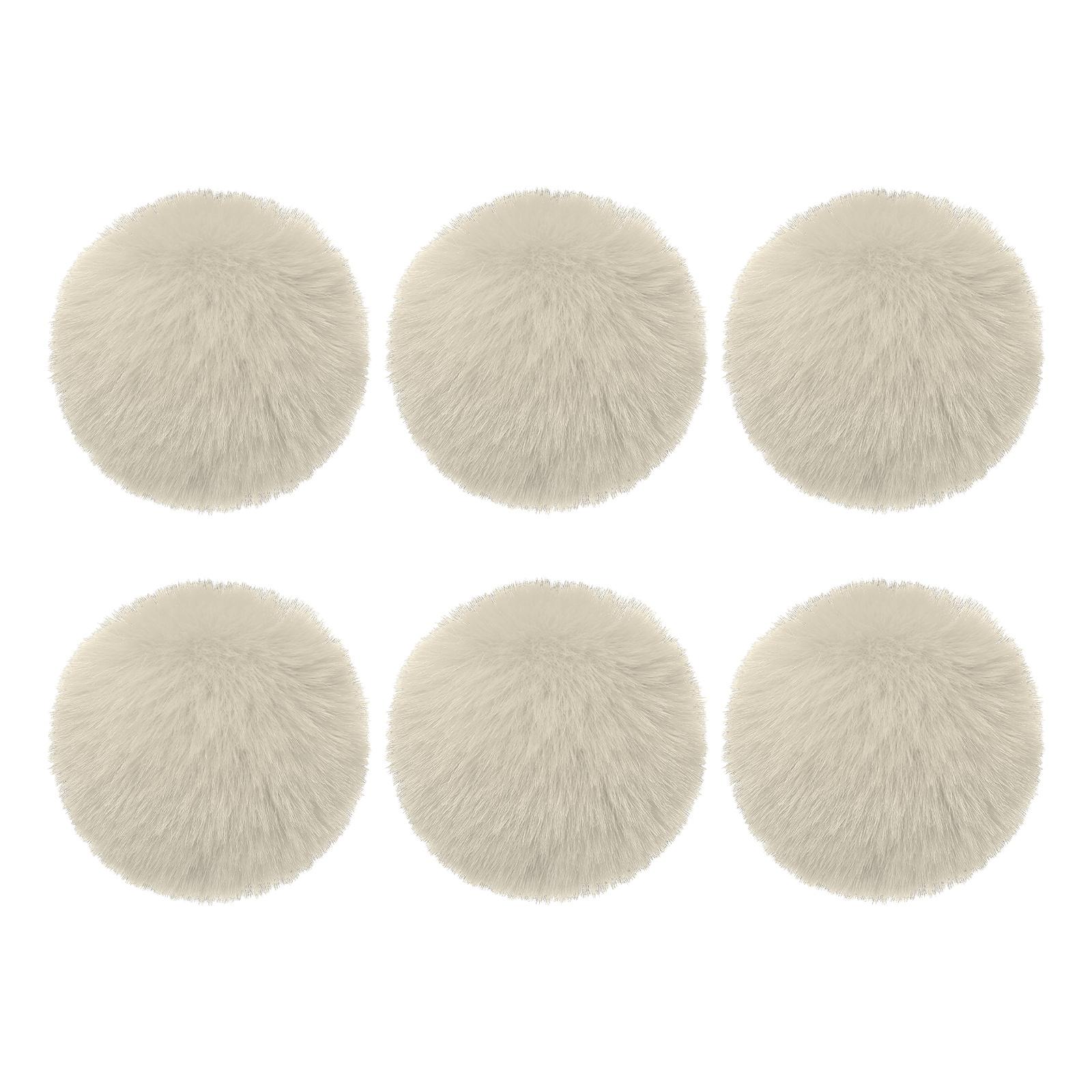 

Faux Fur Pom Poms for Hats 6Pcs Fluffy Soft Fur Poms Balls with Elastic Loop for Keychain Knitting Hats DIY Gloves Bag Christmas