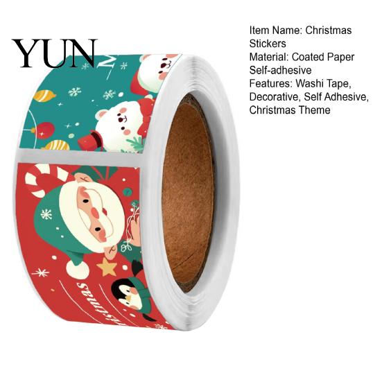 Gift Packaging Finishing Touches Christmas Sealing Stickers, Self-adhesive Decorative Labels, Coated Paper Box Labels Roll Stickers for Envelope Seals