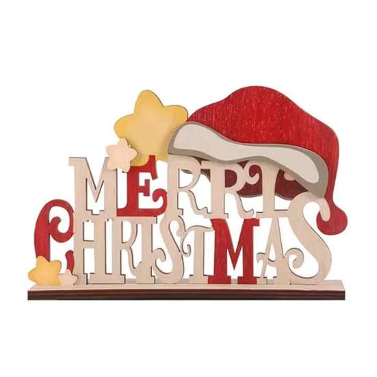 Elk Tabletop Decorations Nordic Christmas Ornaments, Wood Reindeer Santa Claus Snowman Figurine, Small Shelf Rustic Desktop Decoration for Holiday