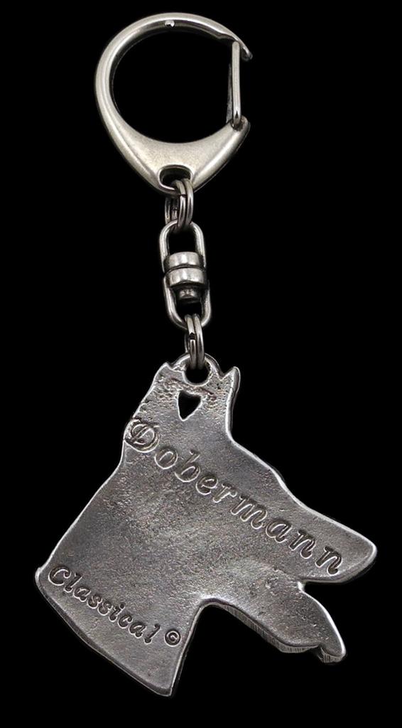 Dobermann, Doberman Pinscher, Dobie - Silver-plated Key Ring with Dog, Handbag Decoration, Backpack Pendant by Art-Dog Brand