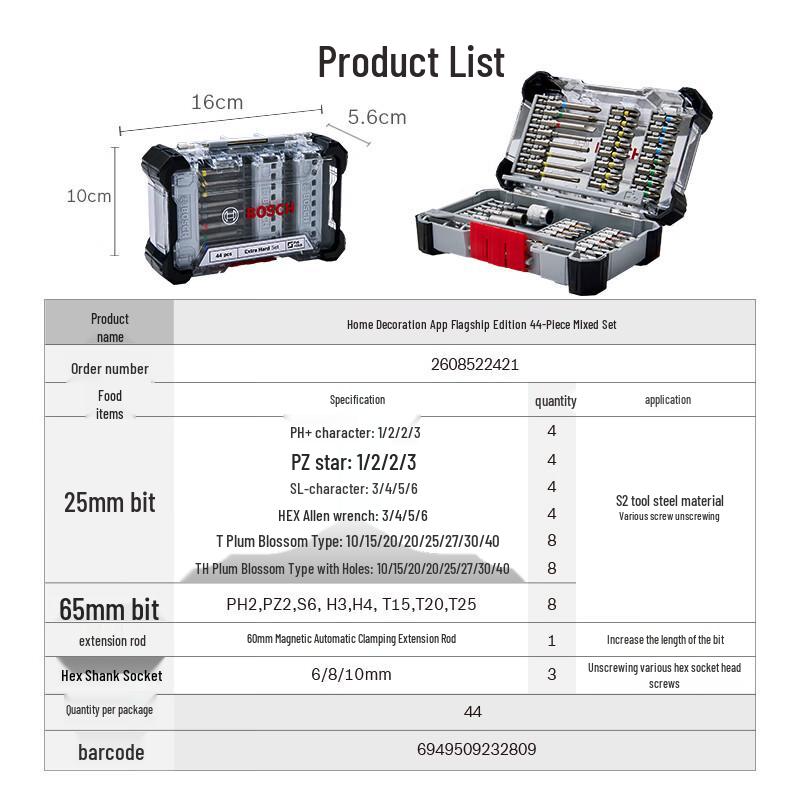 BOSCH 44-Piece Screwdriver & Socket Bit Set