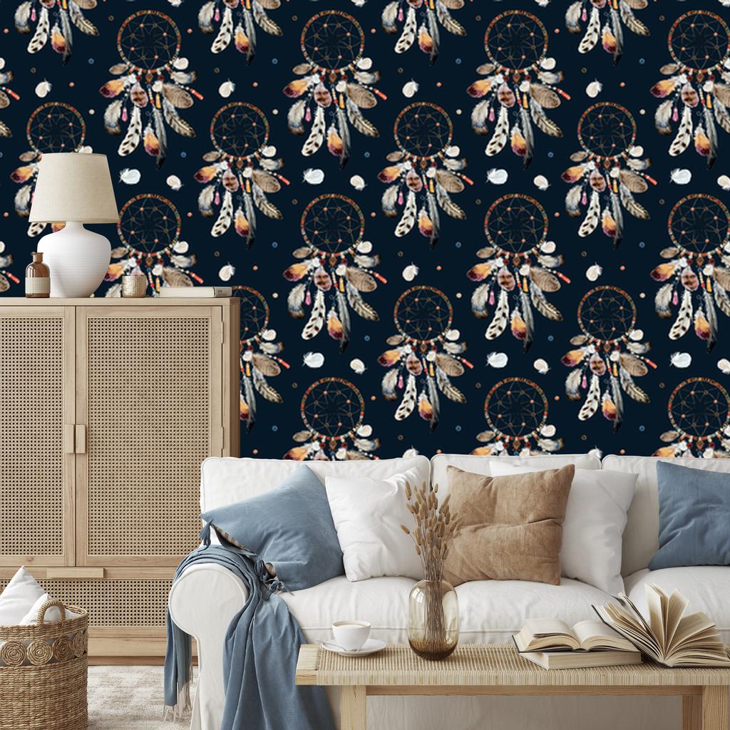 Dreamcatchers wallpaper in boho style for living room and bedroom 50x1000