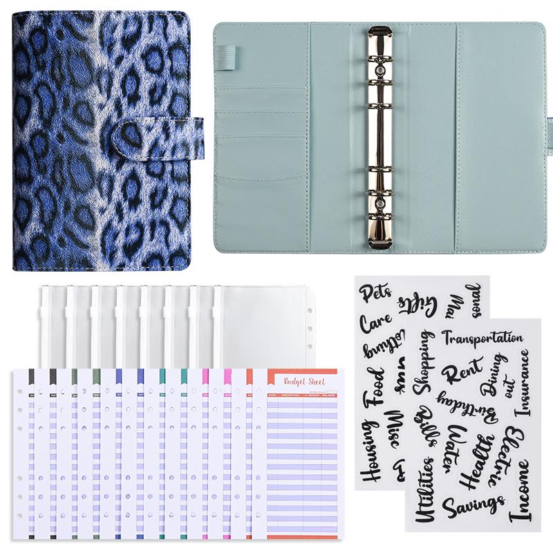 

A6 Леопардовый принт Денежный планировщик бюджета Папка-регистратор с конвертами на молнии, Денежные конверты для составления бюджета, Денежный органайзерлеопардовый принт A6