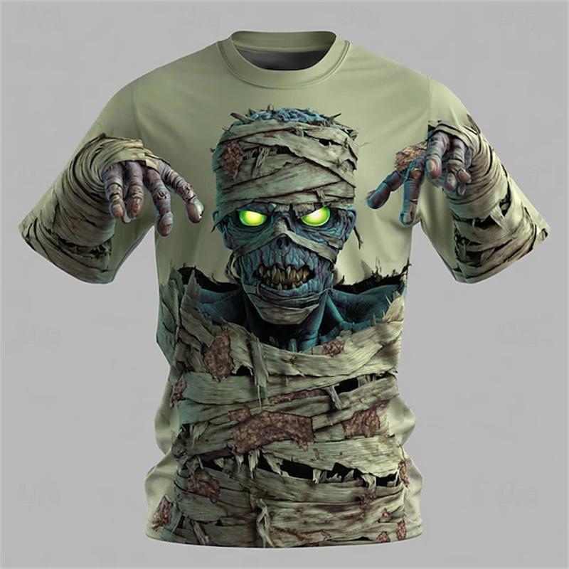 Zombie-Mumie Print Kinder T-Shirt Rundhals Locker Kurzarm T-Shirt Horror Party Street Boy T-Shirts Oberteil Mädchen Kleidung