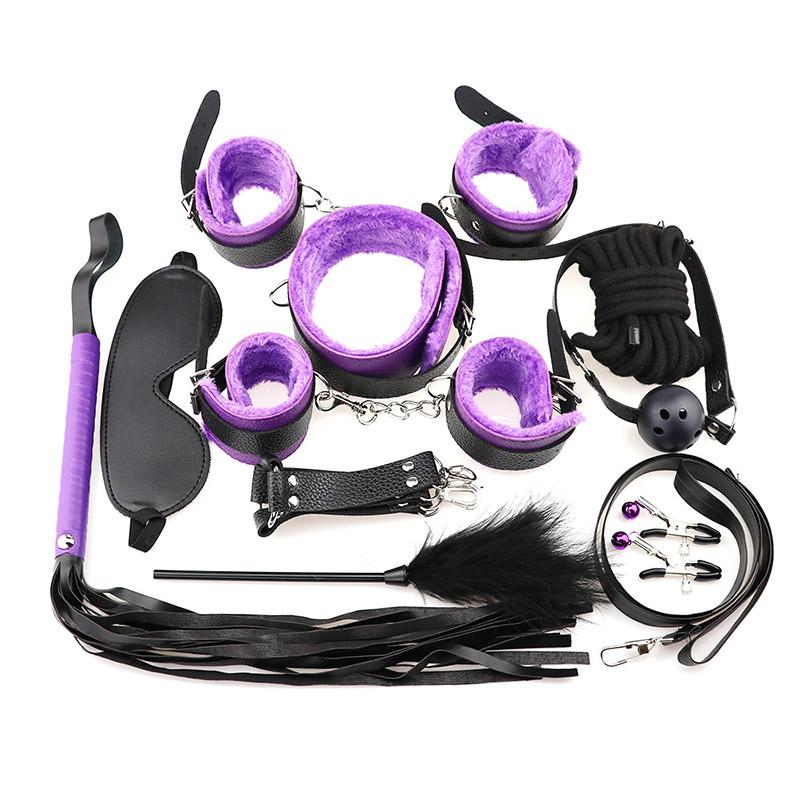 10 Piece Bdsm Bondage Sex Toys Kits for Couples Fetish Kinky Bundle Tied Binding Porno Handcuff Pillory Spanking Whips