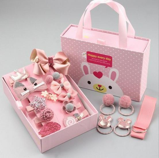 18-teilige Geschenkbox: Haarspangen & Haargummis Set für Kinder - Mädchen-Haarnadeln & Baby-Haarschmuck