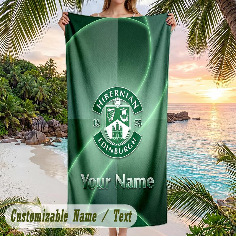 Beach Towel Hibernian FC Print Custom Name Text Soft Towel for Swimming Pool
