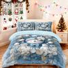 3pcs Blue Merry Christmas Cartoon Snowman Print Coreless Bedding Set Multi Size Bedding Decoration Comfortable Machine Washable
