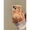 Lovely 3D Bear Hidden Holder Stand Silicone Phone Case For iPhone 11 12 13 14 15 16 Pro Max XS XR X 7 8 Plus Cute Girl Cover
