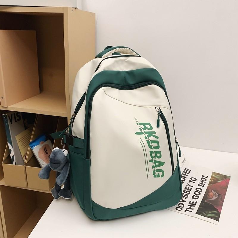 Spacious Letter Print Backpack Versatile Design Lightweight Spine Protection
