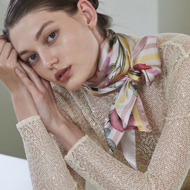 ANA MAISON Casual garden Long Petit Silk Scarf [PML-1404]