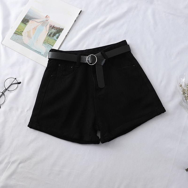 Dámské džínové šortky s vysokým pasem áčkového střihu - ohrnuté, volný střih, korejský styl na léto