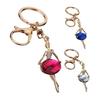 Zinc Alloy Keychain Pendant, Ballet Girl Shape Key Holder with Imitation Gemstones Rhinestones, Easy to Install Bag Charm