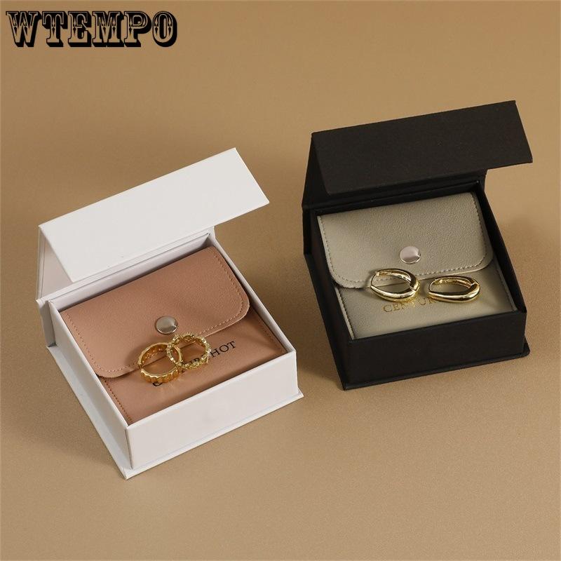 

WTEMPO Paper Flip-top Gift Box & 1PC Faux Leather Mini Bag Daily Small Items Packaging Box Perfect for Wedding Birthday Halloween Christmas 10pcs бежевий