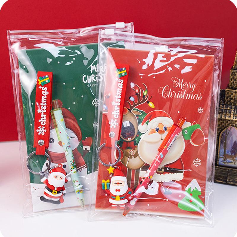 Children's Christmas Gift Prizes Christmas Stationery Set Party Favors Santa Deer Snowman Notebook Pencil Keychain Gift Pack