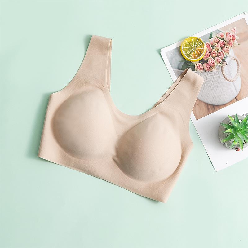 One-piece seamless silk rimless bra smooth thin mulberry silk underwear removable high elastic breathable