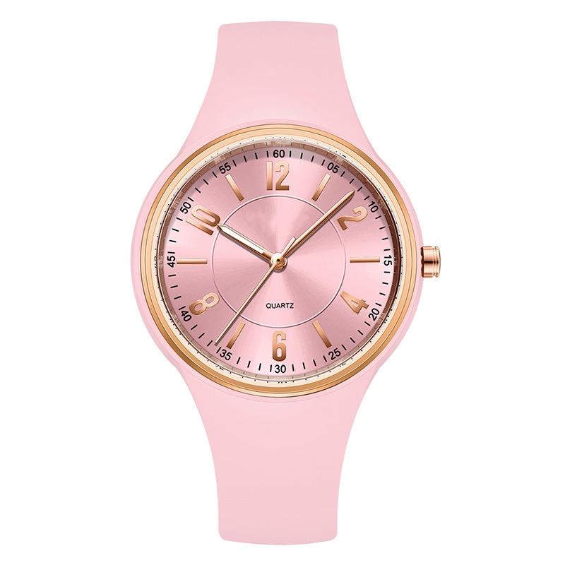 Women Quartz Watch Simple Dial Silicone Strap Waterproof Luminous Display Student Wristwatch