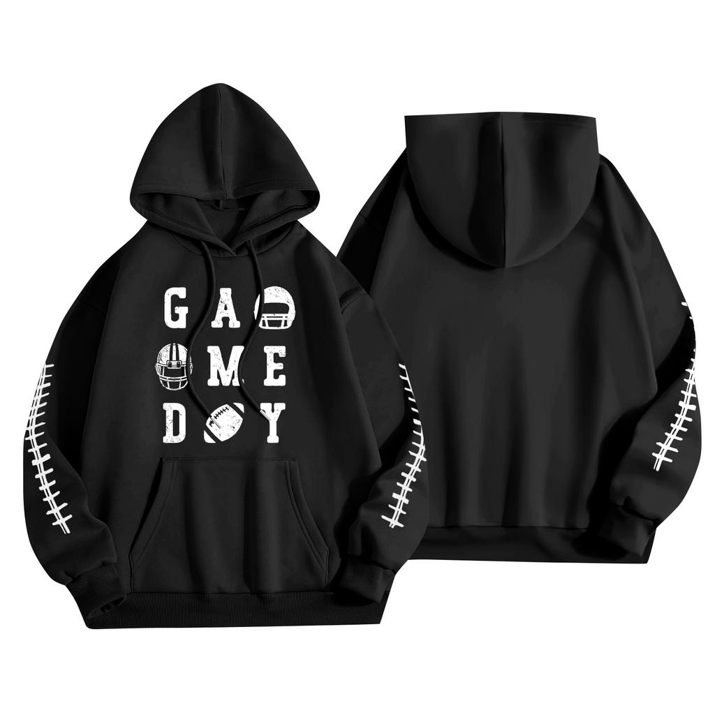 Women's Fashionable, Casual, Comfortable Round-neck, Hooded, Long-sleeved, Rugby-print Warm Sweater