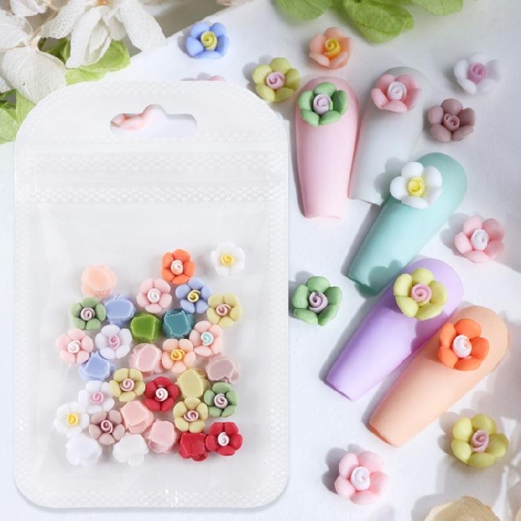 30 Pcs 3D Flower Nails Art Charms Colorful Resin Floral Nail Charms Manicure Supplies Nails Art Decorations 1