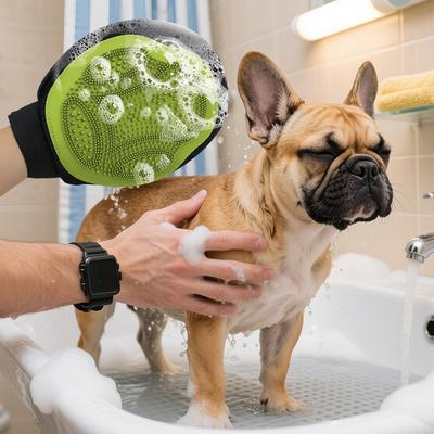 Pet Bath Brush Dog Shower Brush Grooming Glove Pet Scrubber for Cleaning Long-Haired Short-Haired Daily Bathroom Home Apartment