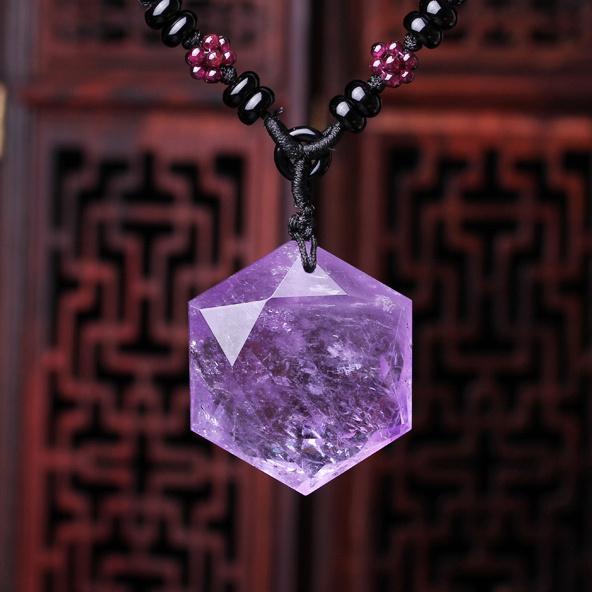 Natural Aquamarine Hexagram Pendant - Blue Crystal Necklace for Men & Women, Energy Stone with Amethyst, Spiritual Protection Jewelry Gift