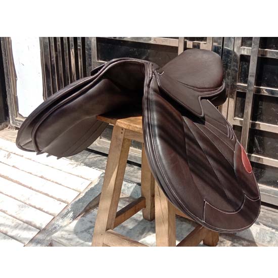 Sella in pelle Salto/Contatto stretto, Doppia falda Archetto intercambiabile, Misura 17", 17.5",18"