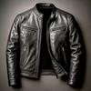 Men's European and American winter locomotive style men's leather jacket fashion slim jacket men's jacket thickened