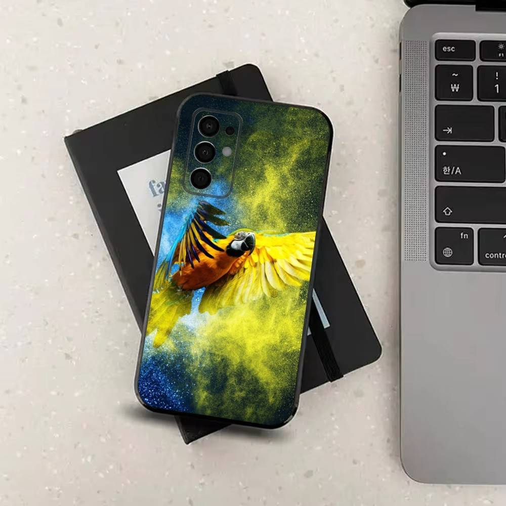 

A-Animal Parrot Bird Phone Case For Samsung Galaxy A73,31,32,72,41,53,52,71,22,5G,Note,J7,8,9 Soft Black Silicone Cover SamsungNote20