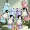 1PC Antarctic Penguin Animal Pattern 750ml Color Plastic Sports Water Bottle Leakproof Flip Straw Lid Suitable for Sports Office Home Use