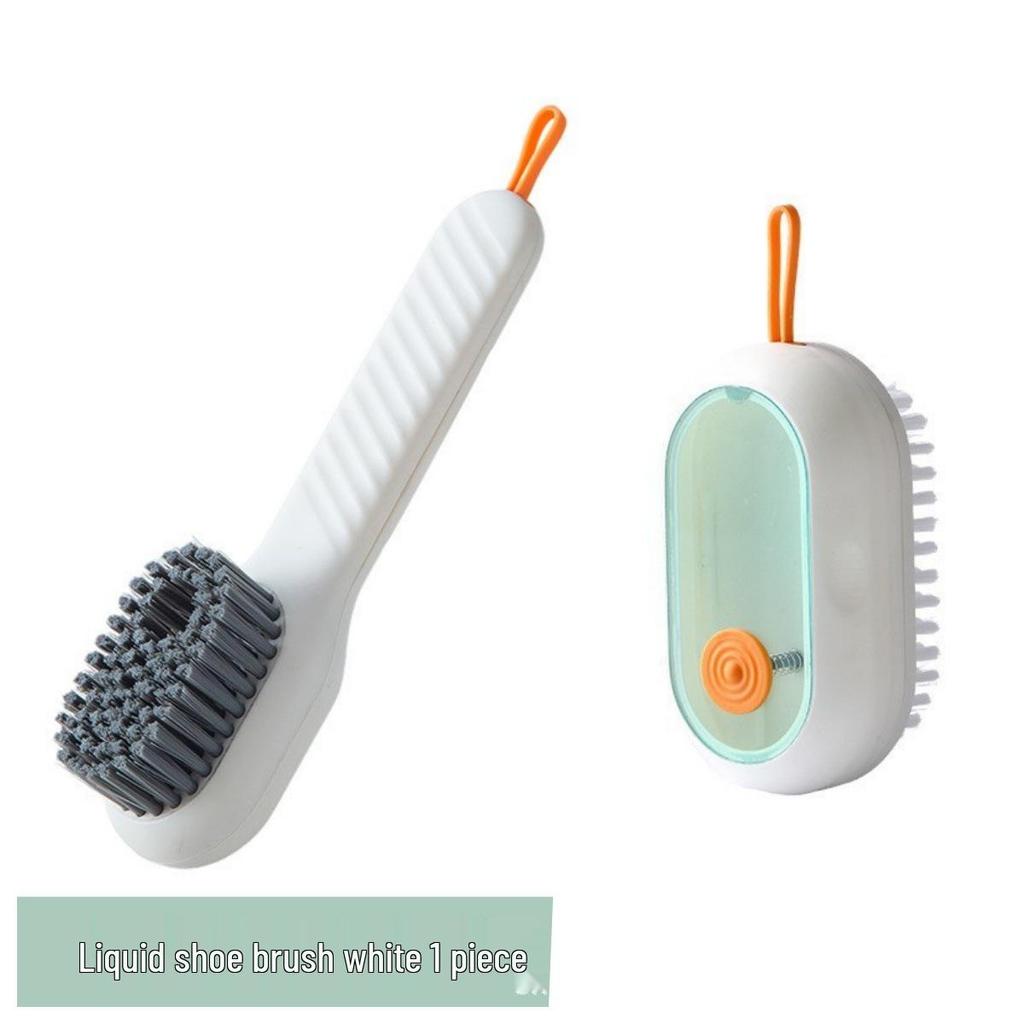 Long-Handled Multifunctional Soft Bristle Shoe Brush – Color-Blocking Laundry Brush, Gentle On Shoes, with Liquid-Adding Feature.