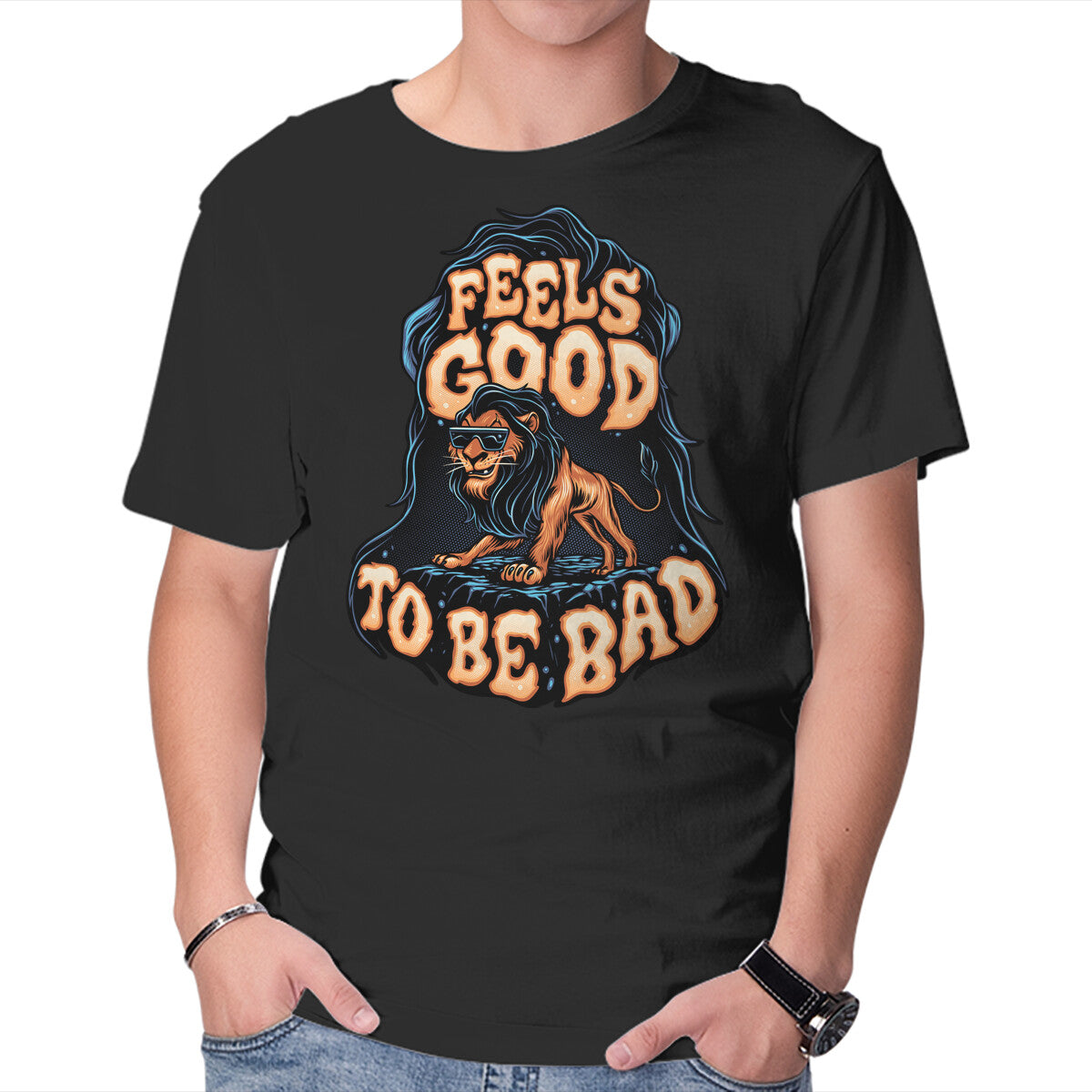 Unisex Crew Neck T-Shirt Feels Good To Be Bad Graphic Short Sleeve Casual Tee M