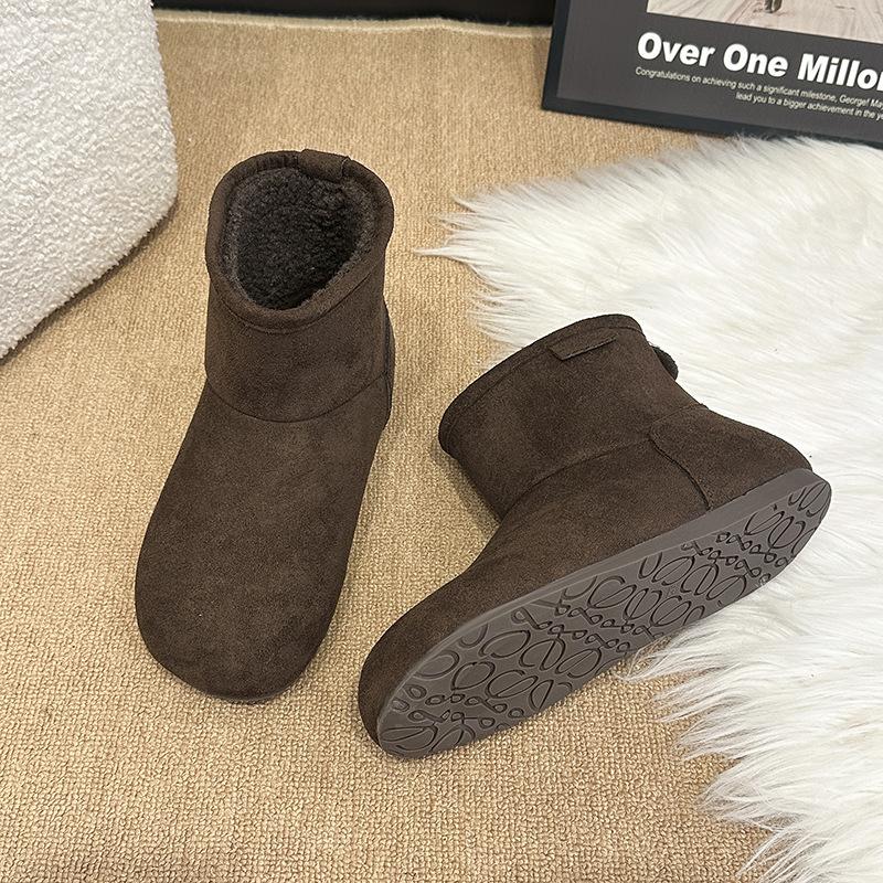 Women's Large Size Soft Sole Heightening Winter Warm Fur One Anti-slip Snow Boots Plush Lined Ankle Boots Outdoor Sports Martin Cotton Boots