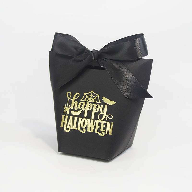 WTEMPO Happy HALLOWEEN Bat/Spider/Spider Web Printed Gift Boxes with Ribbon Bow Party Decor Favors Treat Boxes for Storing and Gifting Delicate Items