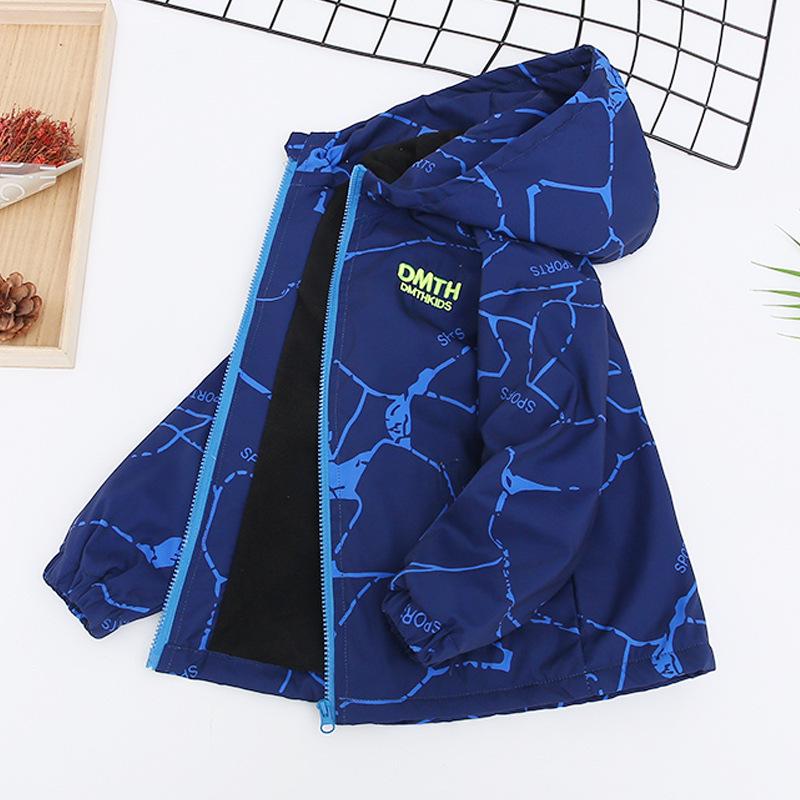 Boys' Fleece-Lined Windbreaker: 2025 Spring/Autumn New Trench Coat, Windproof Jacket for Middle & Big Kids