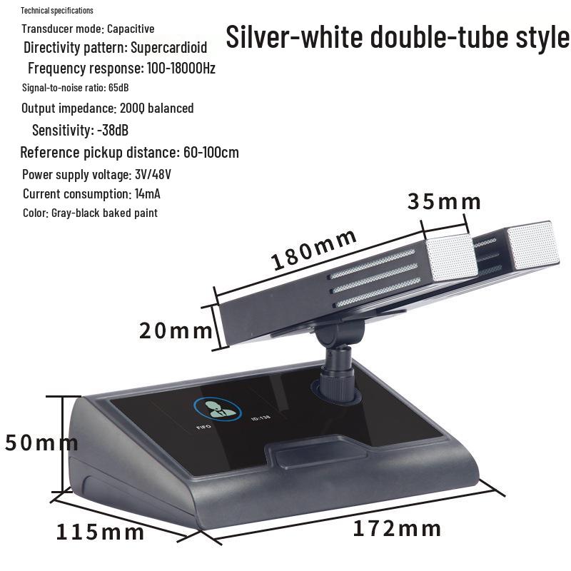 Wired Gooseneck Podium Microphone for Classroom & Lecture, 48V Professional Condenser