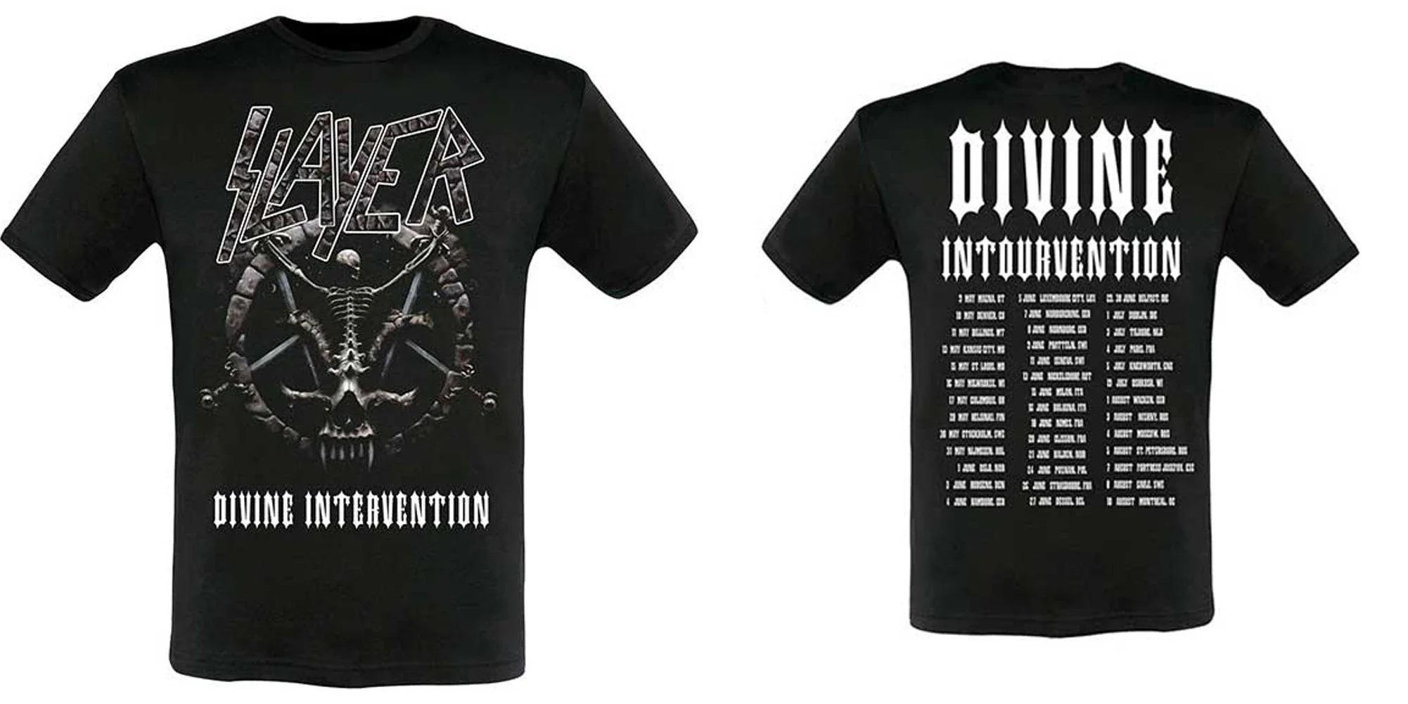 Slayer  Divine Intervention  Tour Vintage Thrash Metal T-Shirt, Unisex Big 4 Metal Fan Streetwear Tee, 100% Cotton Casual Short Sleeve Top 4XL