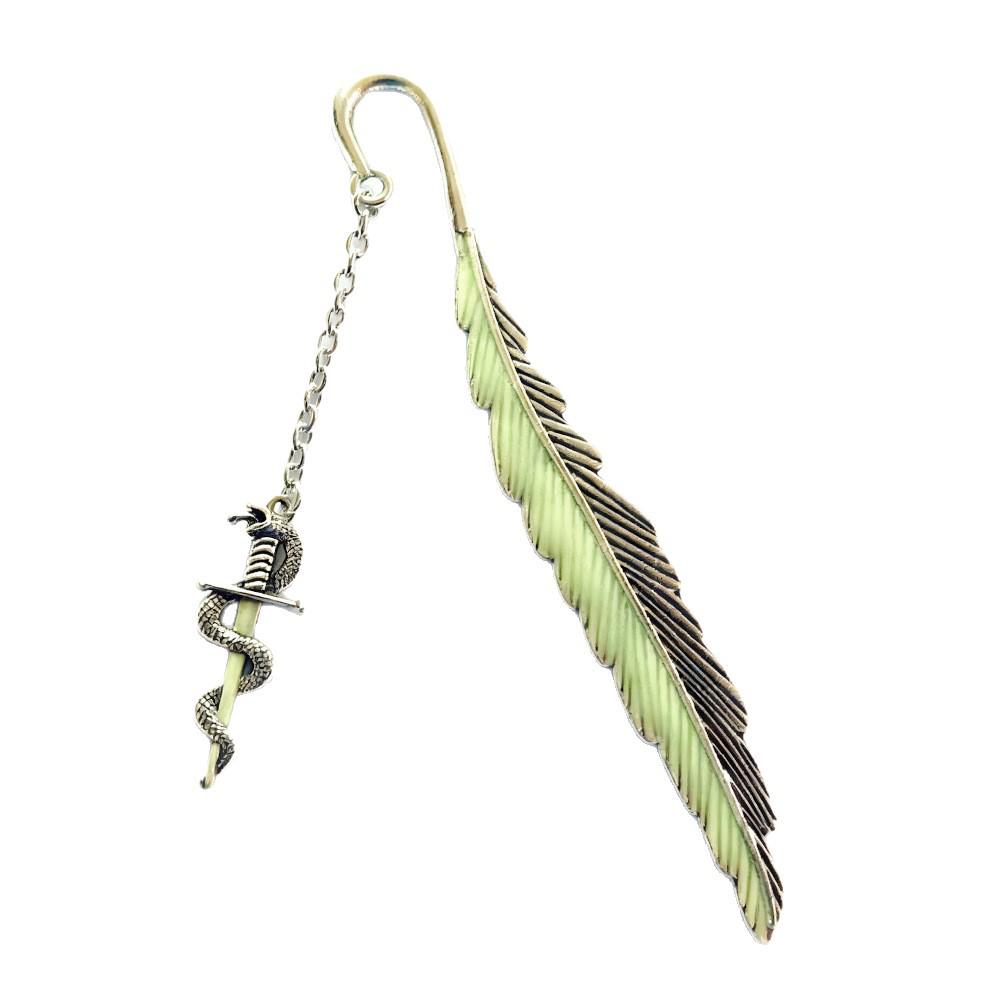 Glowing Snake Sword Bookmark: Luminous Feather Design, Retro Bao Jian Treasure Sword, Perfect for Students & Creative Minds