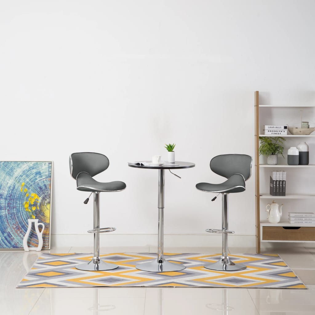 vidaXL Barhocker 2 Stk. Grau Kunstleder